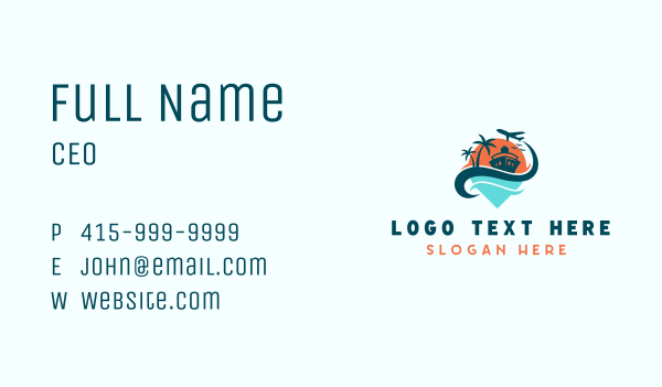 Tropical Cruise Ship Vacation Business Card Design Image Preview