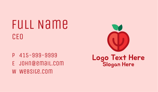 Apple Fruit Heart  Business Card Design Image Preview