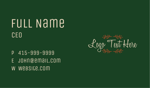 Christmas Holly Wordmark  Business Card Design Image Preview