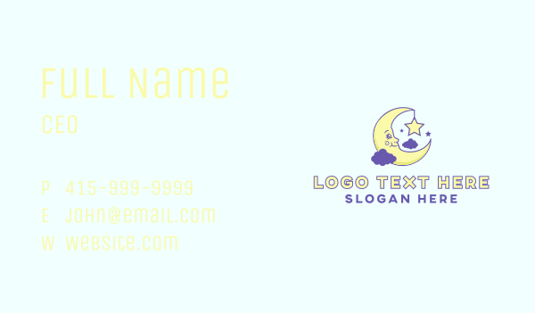 Happy Moon Cartoon Business Card Design Image Preview