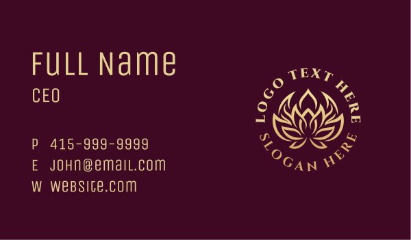 Golden Wellness Lotus  Business Card Design Image Preview