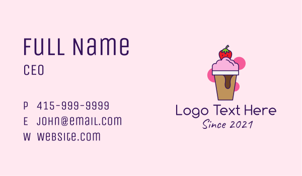 Strawberry Ice Cream Business Card Design Image Preview