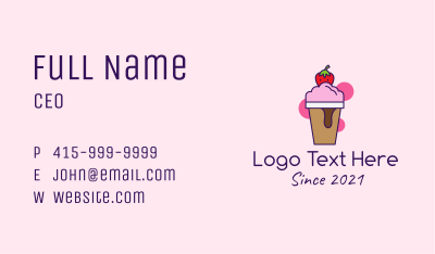 Strawberry Ice Cream Business Card Image Preview