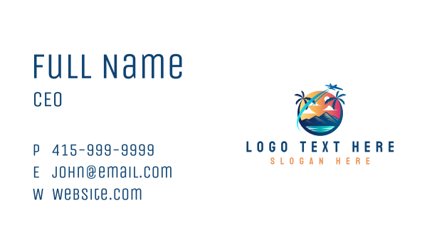 Beach Island Airplane Business Card Design Image Preview