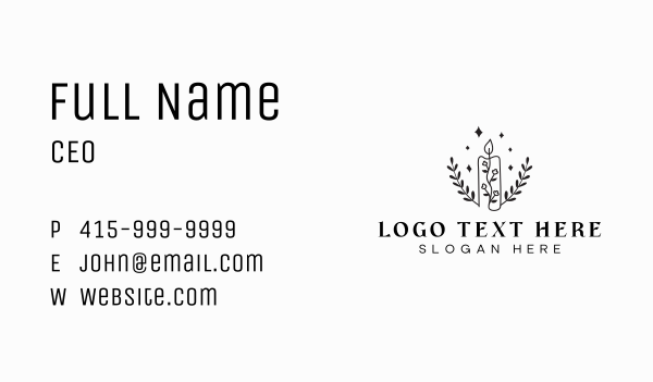 Floral Candle Monoline Business Card Design Image Preview