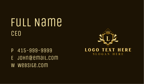 Crown Crest Ribbon Business Card Design Image Preview