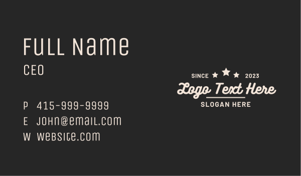 Star Hipster Wordmark Business Card Design Image Preview