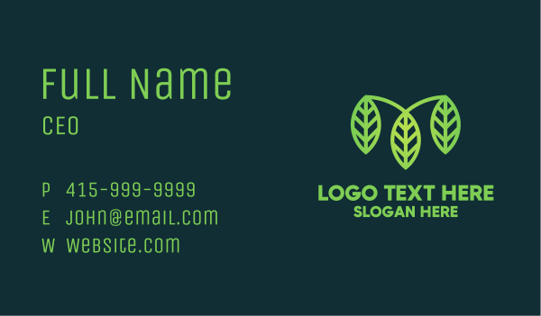 Organic Green Leaves Business Card Design Image Preview
