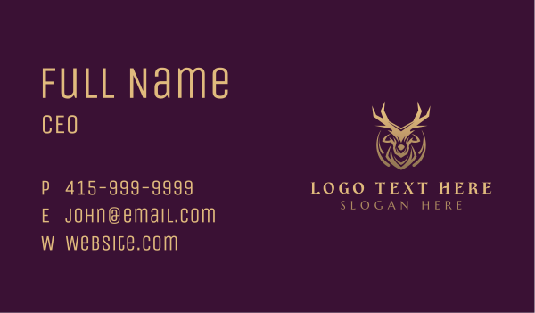 Gold Deer Antlers Business Card Design Image Preview