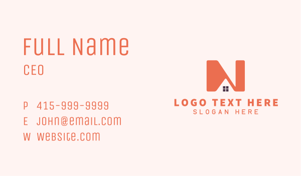Orange Housing Letter N Business Card Design Image Preview