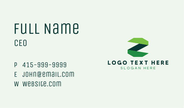 Green Ribbon Letter Z  Business Card Design Image Preview