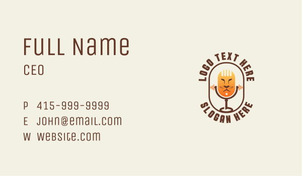 Lion Animal Podcast Business Card Design Image Preview