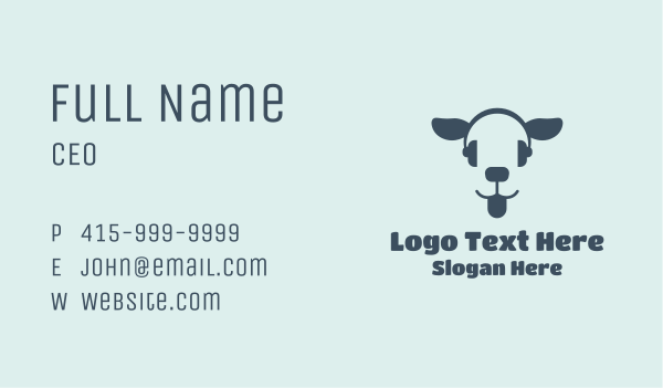 Blue Headset Dog Business Card Design Image Preview