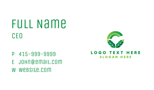 Green Leaf Letter C Business Card Design Image Preview