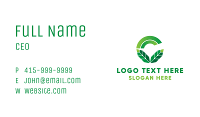 Green Leaf Letter C Business Card