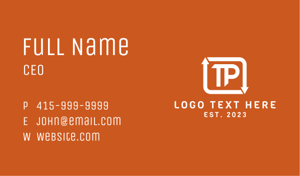 Arrow Loop Letter T & P Business Card Design Image Preview