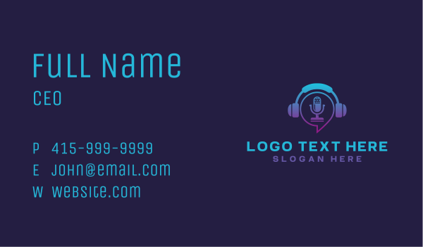 Headphone Microphone Podcast Business Card Design Image Preview