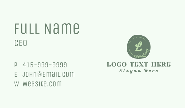 Green Organic Seal Letter  Business Card Design Image Preview