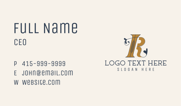 Elegant Floral Letter R  Business Card Design Image Preview