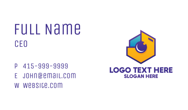 Industrial Hexagon Camera Business Card Design Image Preview