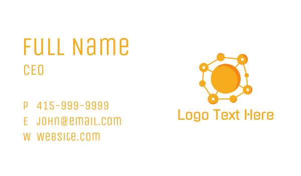 Orange Molecule Business Card Design Image Preview