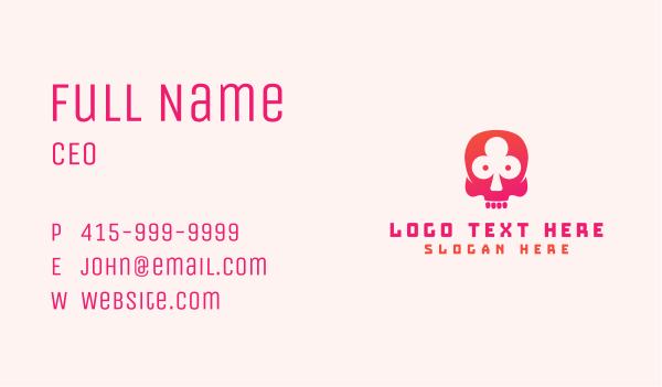 Pink Skull Gambler Business Card Design Image Preview