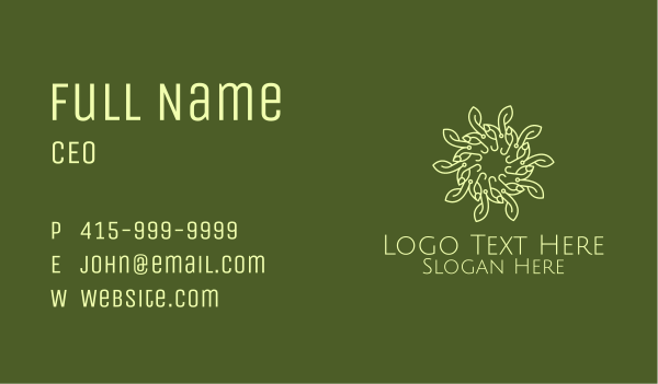 Green Wellness Vine Wreath Business Card Design Image Preview