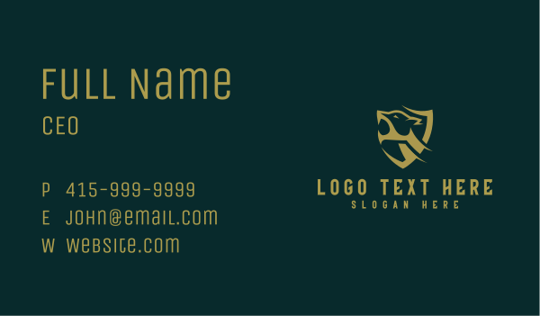 Panther Shield Feline Business Card Design Image Preview