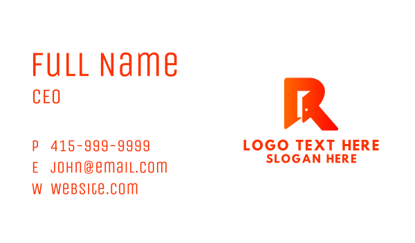 Open Door Letter R Business Card Design Image Preview