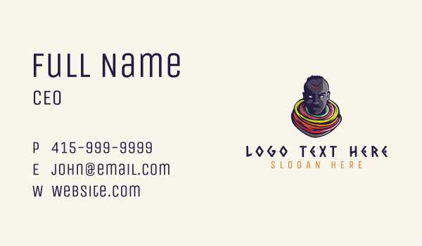 Maasai Tribe Mascot Business Card Design Image Preview