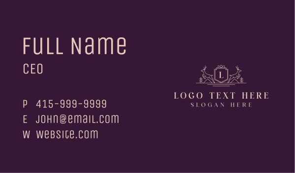 Elegant Deer Crest  Business Card Design Image Preview