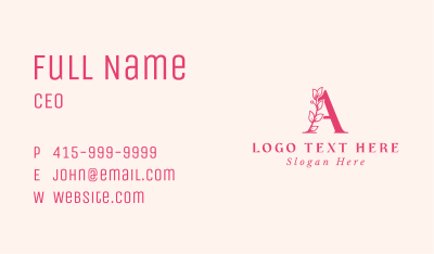 Feminine Flower Beauty Letter A Business Card Image Preview