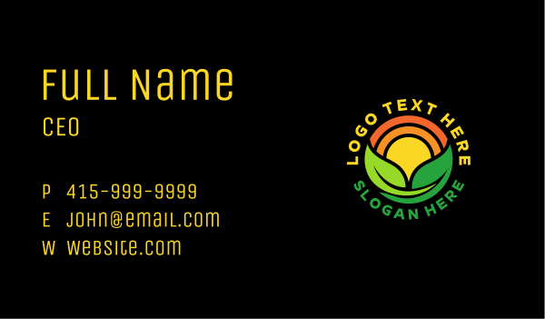Eco Sun Leaves Business Card Design Image Preview