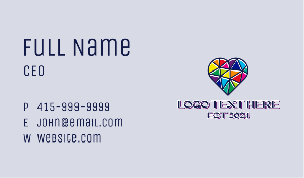 Multicolor LGBT Heart  Business Card Design Image Preview