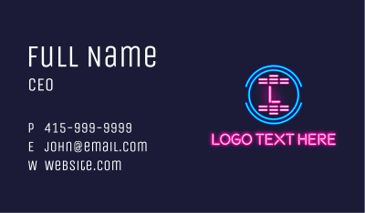 Neon Party Bar Letter  Business Card