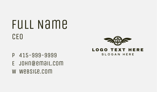 Cog Wrench Wings Business Card Design Image Preview