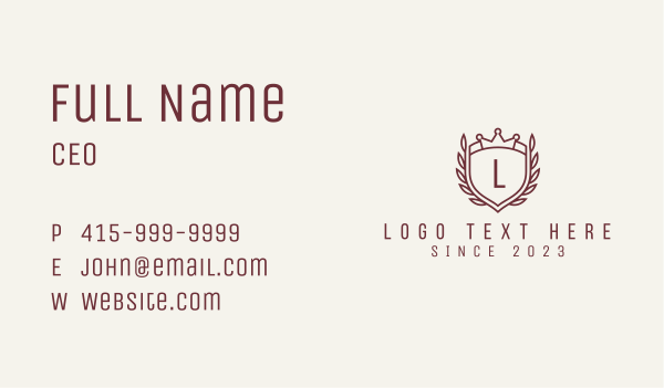 Royal Agency Shield Wreath Business Card Design Image Preview