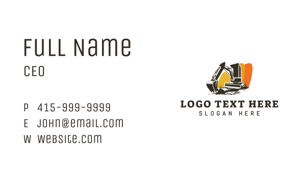 Industrial Excavator Company Business Card Design Image Preview