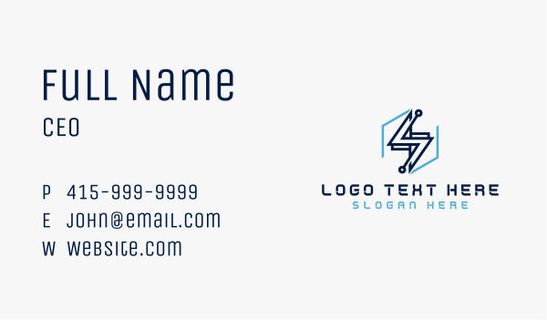 Tech Flash Electrical Lightning Business Card Design Image Preview