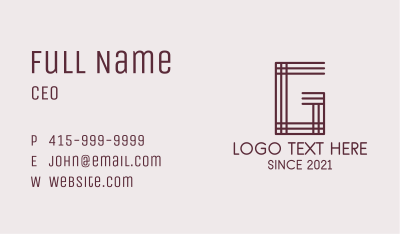 Woven Textile Letter G Business Card