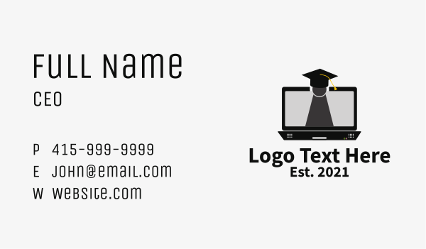 Laptop Online Learning  Business Card Design Image Preview