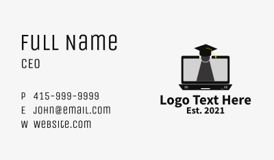 Laptop Online Learning  Business Card