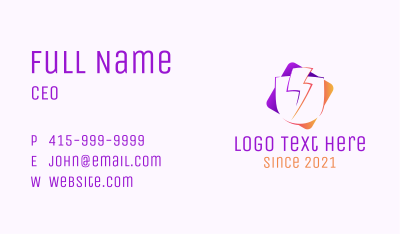 Minimalist Shield Lightning Bolt Business Card Image Preview