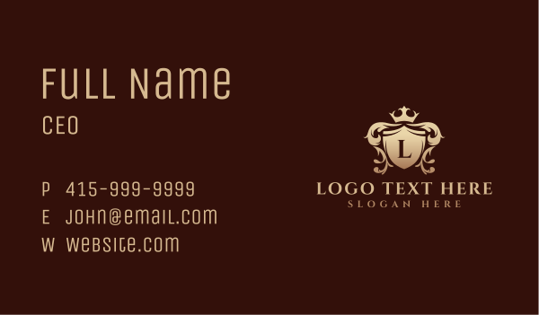 Ornate Crown Shield Business Card Design Image Preview