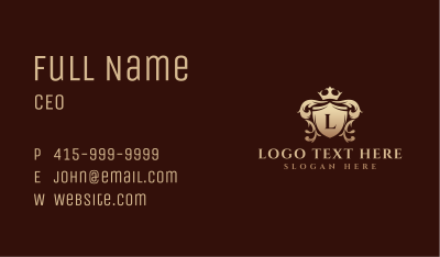 Ornate Crown Shield Business Card Image Preview