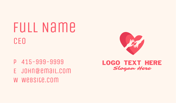 Heart Hands Support Business Card Design Image Preview