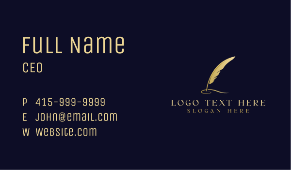 Feather Quill Calligraphy Business Card Design Image Preview