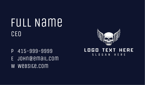 Wing Skull Band Business Card Design Image Preview