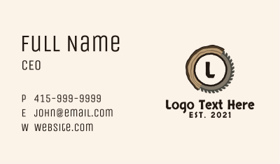 Lumber Saw Letter Business Card Image Preview