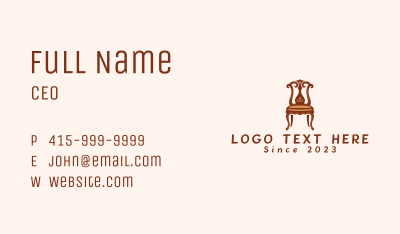 Ornate Wooden Vintage Chair Business Card Image Preview